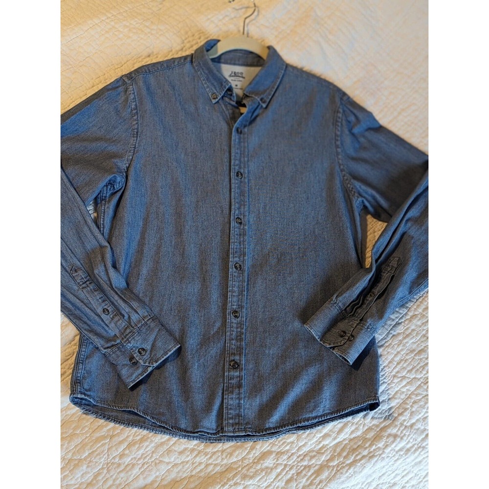 IZOD Men's Saltwater Wash Long Sleeve Button Down Shirt Size Medium Blue